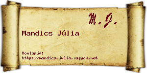 Mandics Júlia névjegykártya